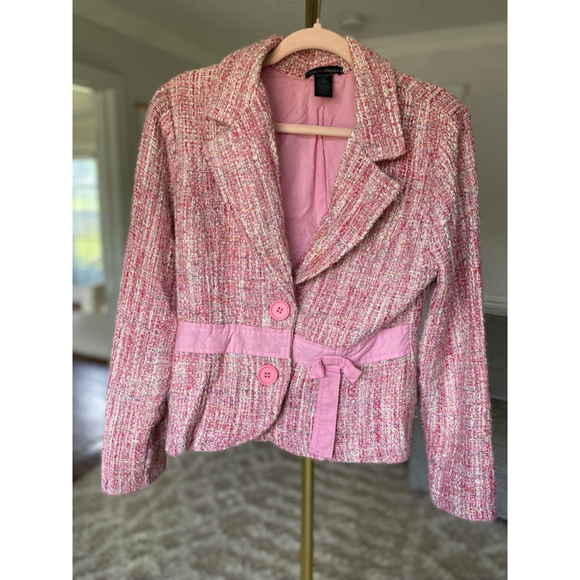 Faith Passion Pink Tweed Blazer French Parisian Office Barbie Coquette Academia - Picture 2 of 8